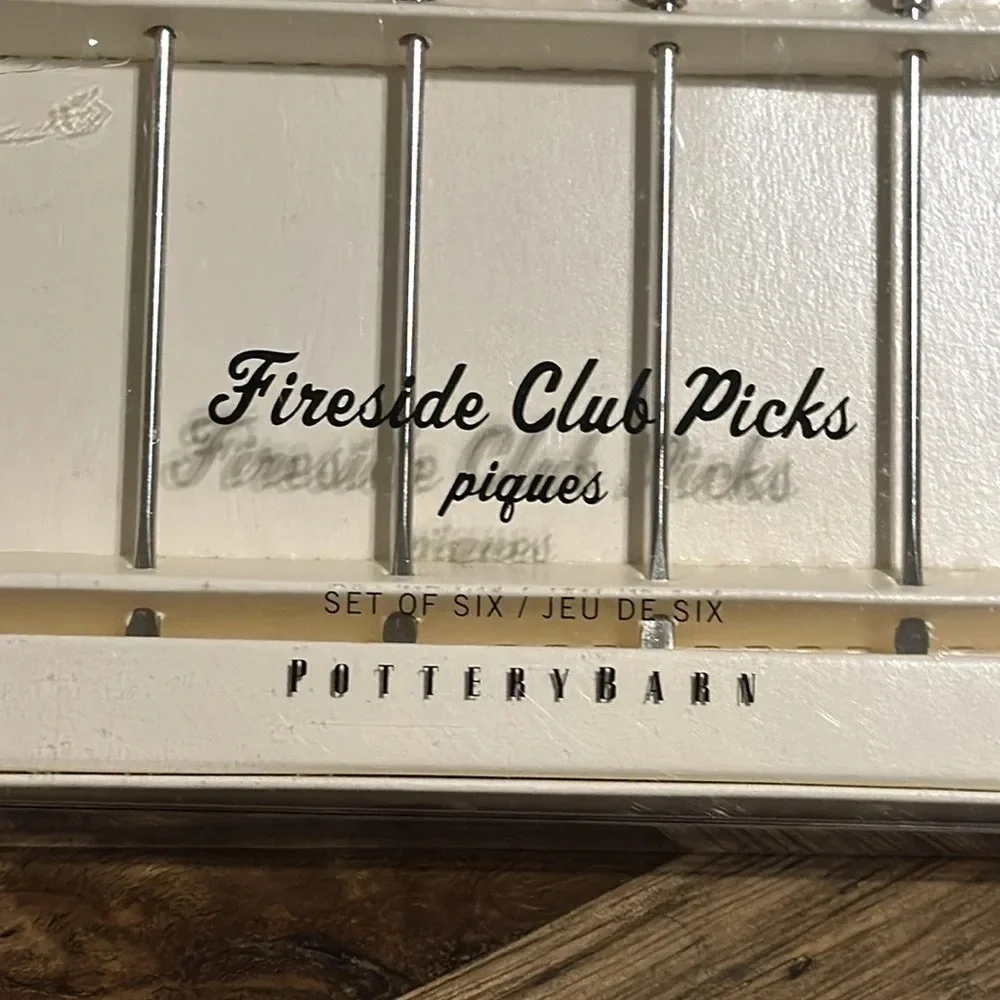 💥NWT Pottery Barn PB VTG 2002 Fireside Club Picks Set of 6 in Box Cocktail Party